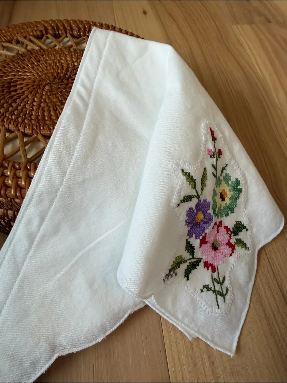 Handmade Bandana Hair Scarf Cross Stitch
